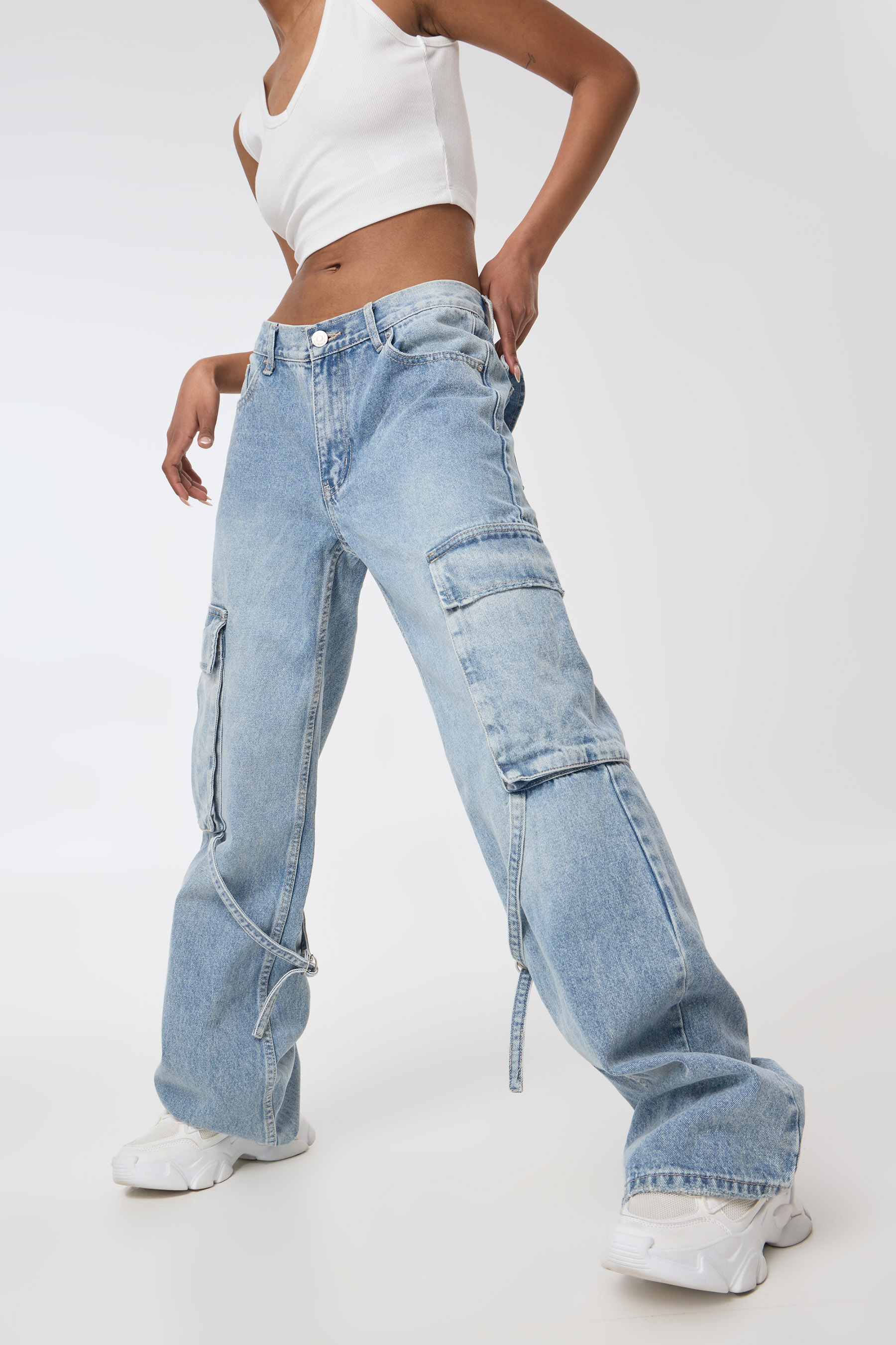 ג'ינס דגמ&#34;ח רצועות
